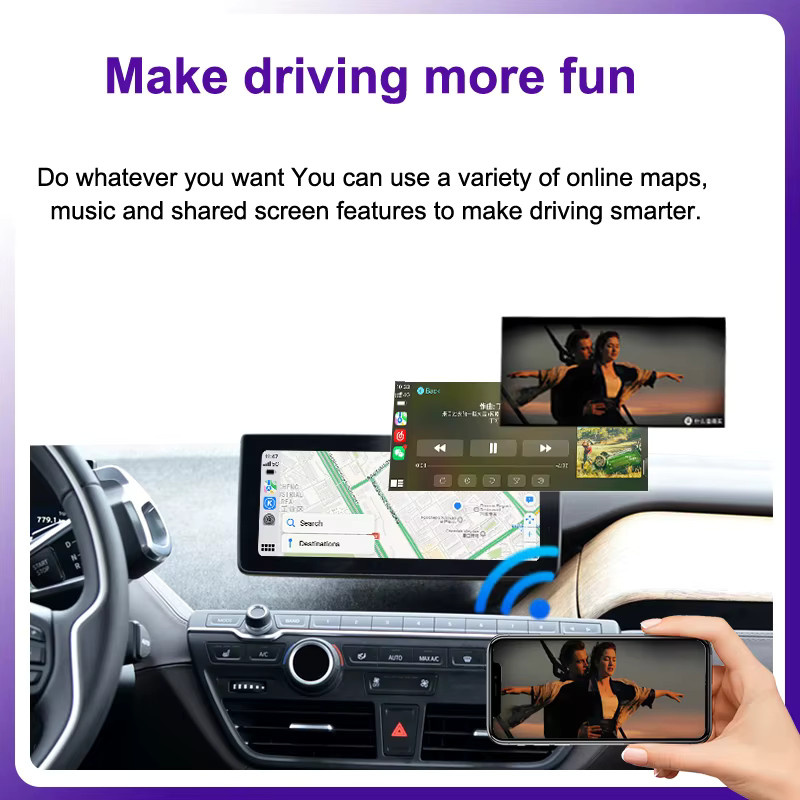 BONROAD Drahtlose CarPlay und Android Auto Interface für BMW i3 NBT EVO System 2014-2021 mit Mirror Link, AirPlay, Rückfahrkamera, Bluetooth und GPS in Schwarz - Bild 4
