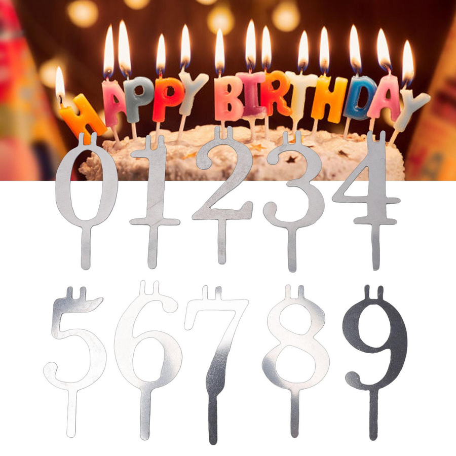 KONNWEI Zahlenkerzenhalter-Set aus Metall in Silber, 20 Stück für Geburtstag, Hochzeit und Schulabschluss - Bild 2