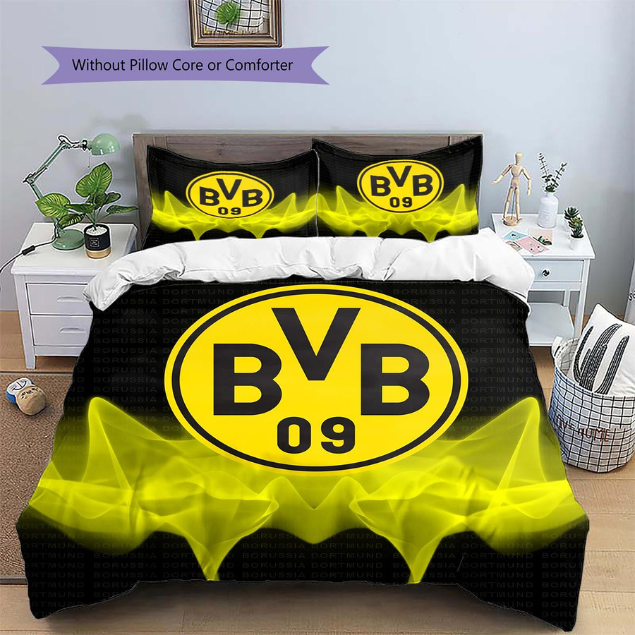 Bettwäsche Set Borussia Dortmund Muster von HAPPYDAYSET in Gelb und Schwarz mit Reißverschluss, B/H: 140 x 200 cm (1 Bettbezug und 2 Kissenbezüge) - Bild 3
