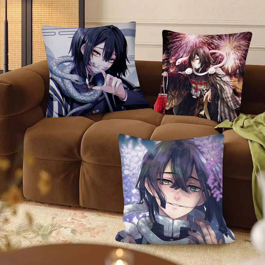 RVDV Pillow Anime Demon Slayer Obanai Iguro Kissenbezug, quadratisch, Multicolour, B/T/H: 40,64 x 40,64 x 0 cm - Bild 1
