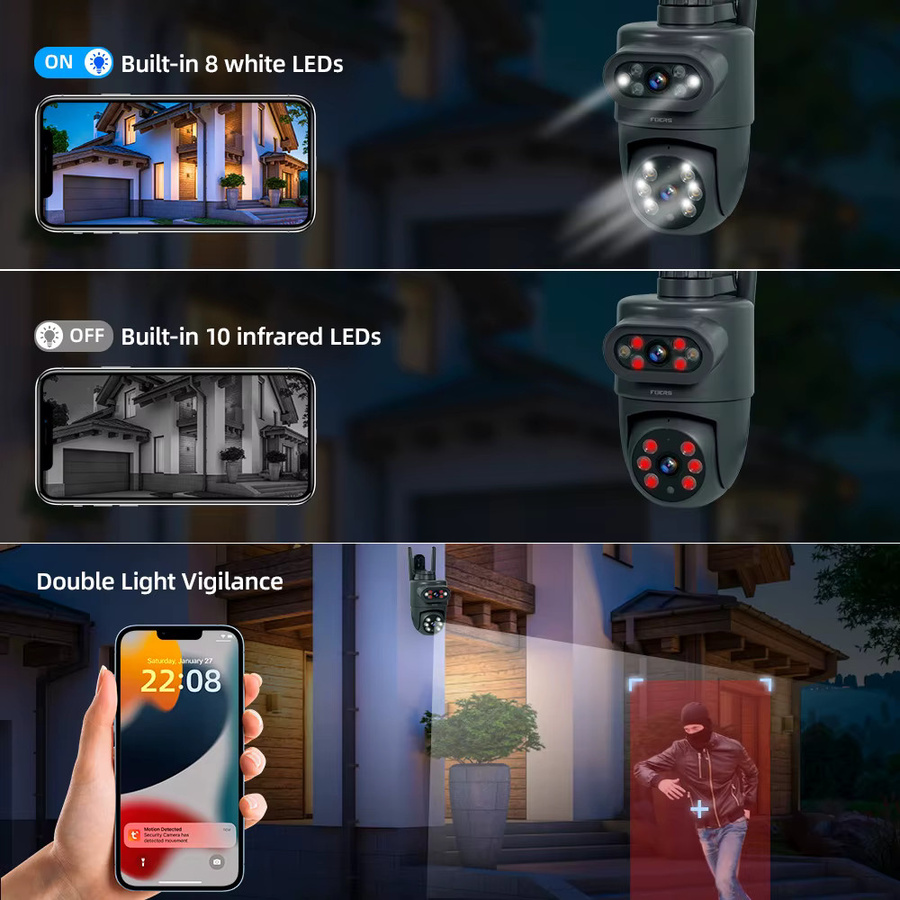 FUERS 5K 10MP Dual Objektiv IP Kamera Tuya Smart Home WLAN Außenüberwachung mit Auto Tracking und Alarm in Schwarz - Bild 6