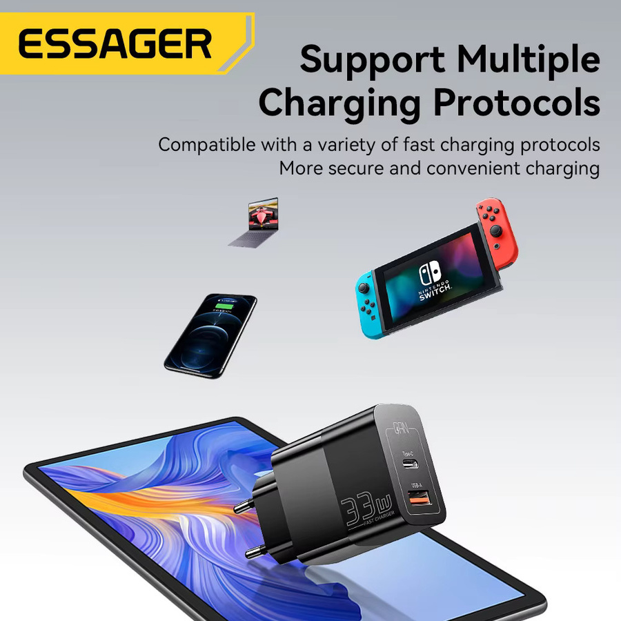 Essager USB-C-Ladegerät 33W mit Dual-Port QC PD 3.0 als kompakter Mini-Adapter für iPhone, iPad und Xiaomi - Bild 3