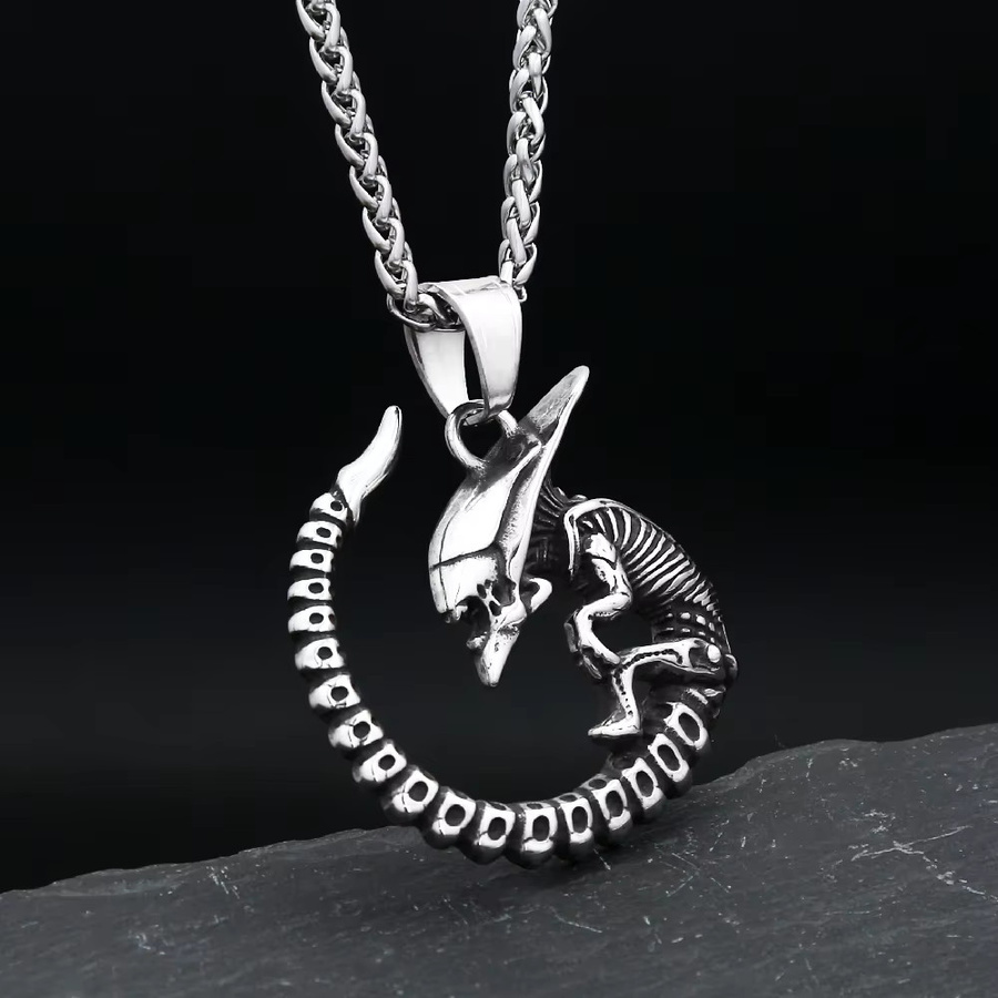 NORTHMAN Halskette, Alien Anhänger, Edelstahl, Silber, Unisex - Bild 3