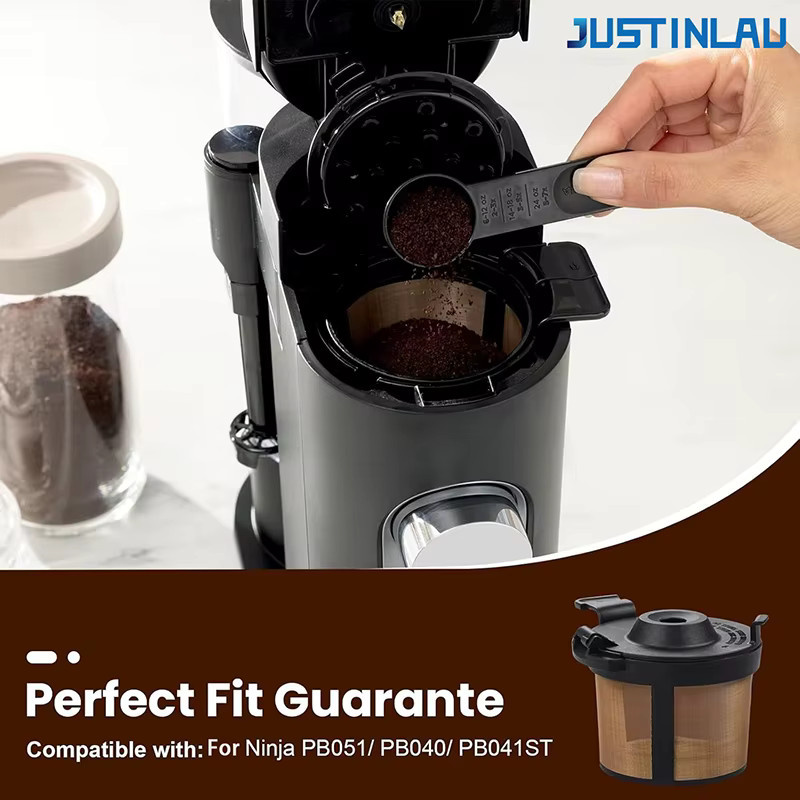 JUSTINLAU Kaffeefilternetz aus Edelstahl in Silber für Ninja PB051, PB040 und PB041ST, wiederverwendbares Feinmaschen-Sieb für den Filterkorb - Bild 3