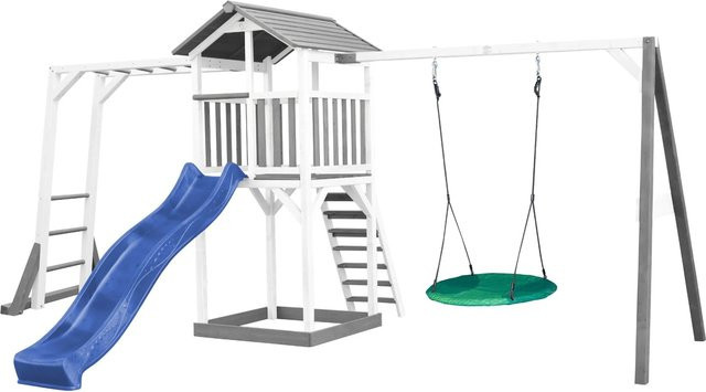 AXI Beach Tower Spielturm mit Klettergerüst, Summer Nestschaukel, blauer Rutsche - Bild 1