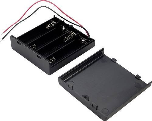 TRU COMPONENTS SBH341-1A Batteriehalter für 4x Mignon AA Batterien mit Kabel in Schwarz - Bild 1