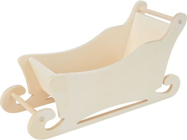 VBS Schlitten aus Rohholz in Beige für die Advents- und Weihnachtszeit - Bild 1