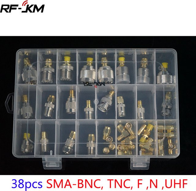 RF JKM 4er-Set RF Koaxial-Adapter-Kombination in Silber mit verschiedenen Anschlüssen wie SMA, BNC, UHF, MCX und MMCX - Bild 1