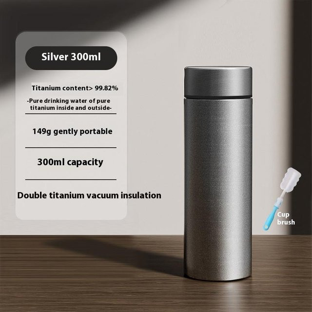 Gianxi Reiner Titan Isolierbecher mit Tee-Wasser-Trennung, Silber, 200-600ml - Bild 1