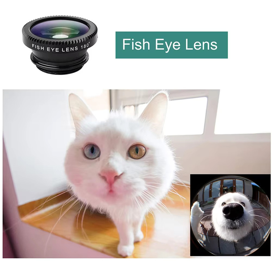 3-in-1 Kamera-Kit für dein Smartphone mit Weitwinkel-Zoom, Fisheye und Makroobjektiv in Schwarz, kompatibel mit iPhone 16, Xiaomi und Huawei - Bild 4