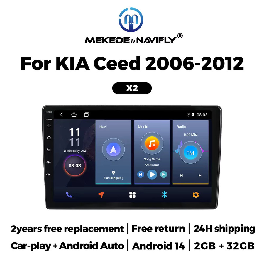 MEKEDE 9-Zoll Autoradio mit GPS, kabellosem CarPlay und Android Auto für KIA CEED Cee'd 2006–2012, Schwarz - Bild 2