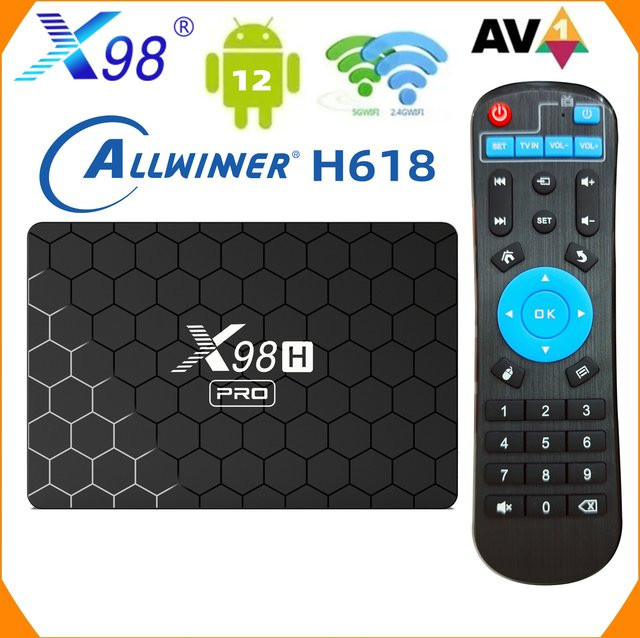 X98H Pro Smart TV Box mit Android 12.0, 6K Auflösung, WiFi6, Bluetooth und Google Sprachassistent, Schwarz - Bild 1