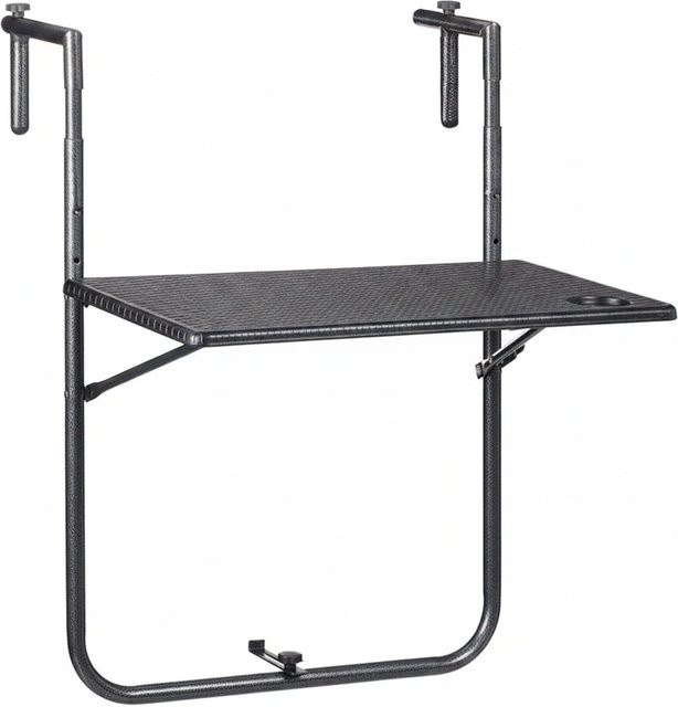Relaxdays Balkonhängetisch aus Metall und Kunststoff in Schwarz mit Rattan-Optik, klappbar und höhenverstellbar, B/T/H: 72,5 x 59,5 x 59 cm - Bild 1