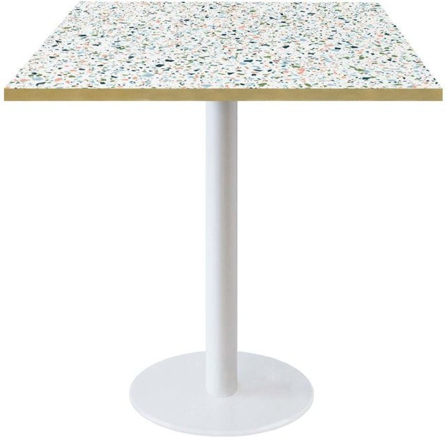 RestooTab Tisch Rome quadratisch in Weiß und Mehrfarbig mit Terrazzo-Design, B/T/H: 70 x 70 x 75 cm - Bild 1