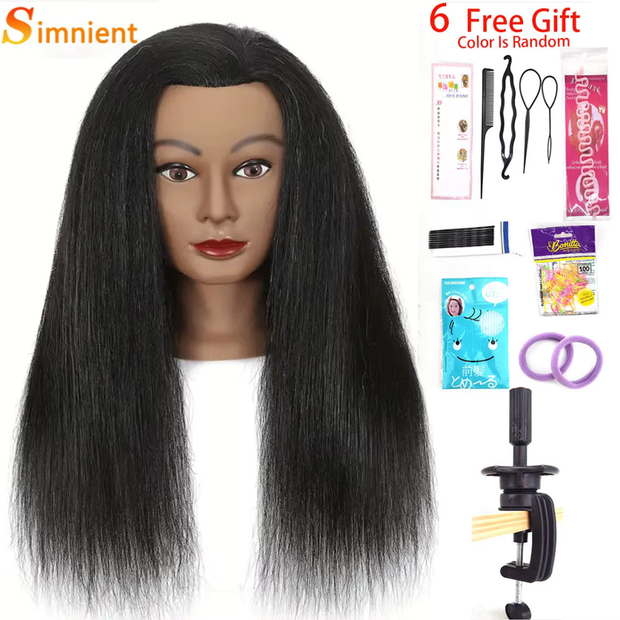 Simnient Afro-Mannequin-Kopf mit Echthaar, Übungskopf - Bild 5