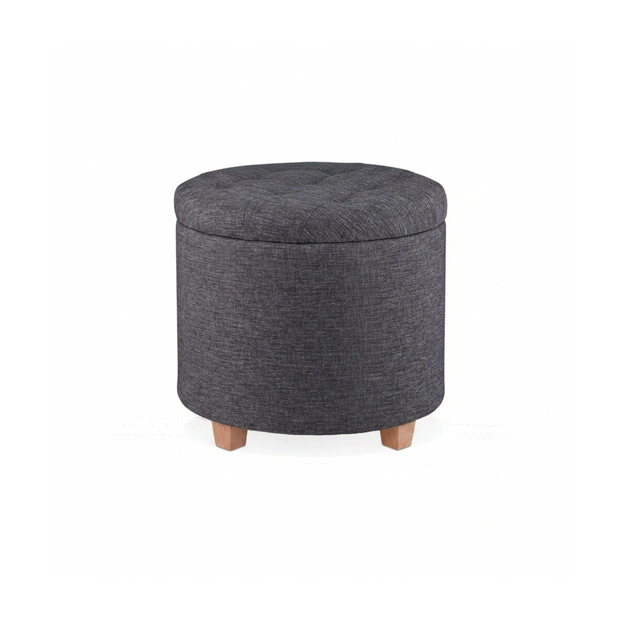 Relaxdays Sitzhocker aus Stoff in Grau mit Stauraum, B/T/H: 41 x 41 x 44 cm - Bild 2