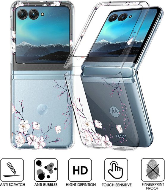 Transparente Klapphülle mit Blumenmuster für Motorola Razr 40 50 Ultra Razr 40 Razr 50, stoßfeste Schutzhülle aus hartem PC - Bild 1