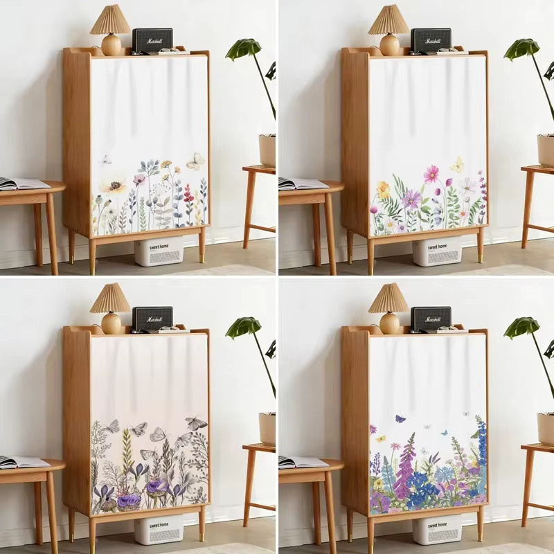 VIKAMA Kurzer Vorhang mit Aquarell-Blumen- und Schmetterlingsdruck in Multicolour, Breite: 70 cm, Höhe: 40 cm - Bild 3
