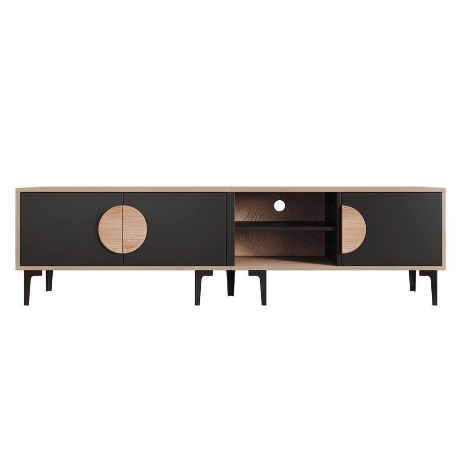 okwish TV Schrank mit Stauraum Fächern in Natur, modern, B/T/H: 180 x 35 x 49 cm - Bild 2