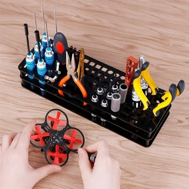 RC-Werkzeugset Schraubendreher-Organizer in Schwarz für Gundam DIY-Modelle mit Schere, Messer und Pinzette, B/T/H: 30,0 x 10,0 x 6,0 cm - Bild 1