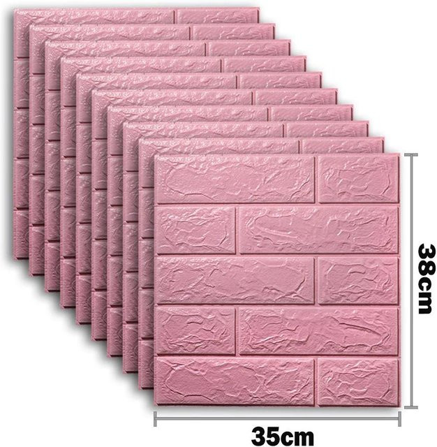 Selbstklebende 3D Wandaufkleber aus Schaumstoff Supermarket GO, Wasserdichte Schaumstoffpaneele in Pink, 20 Stück - Bild 1