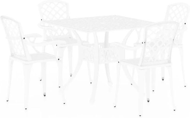 vidaXL 5-teiliges Bistro-Set aus Aluminiumguss in Weiß für Garten und Außenbereich - Bild 1