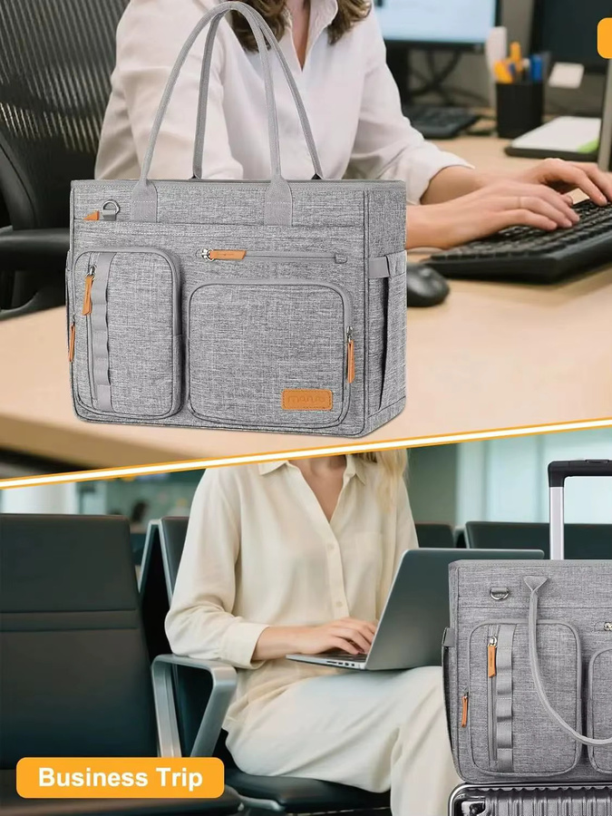 MOSISO Laptop Tragetasche mit USB-C Anschluss für 15 bis 16 Zoll, Professionelle Messenger-Tasche und Aktentasche, Grau - Bild 4