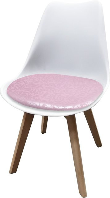 HTI-Living Esszimmerstuhl Atlanta in Weiß mit rosa Kunstledersitz und floralem Ornament - Bild 1