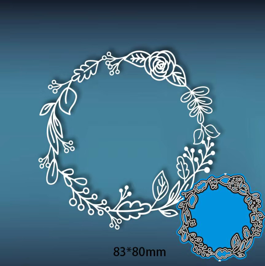 Blumenkranz mit Blättern aus Metall als Stanzform für Scrapbooking, Fotoalben und Bastelarbeiten zur dekorativen Prägung von Papier und Karten - Bild 4