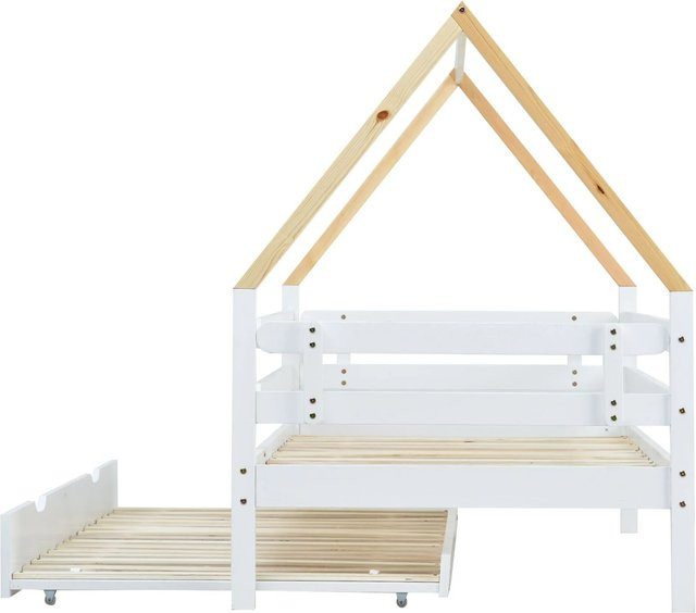 KOMHTOM Kinder Baumhausbett Ausziehbett aus Kiefernholz in Weiß - Bild 1