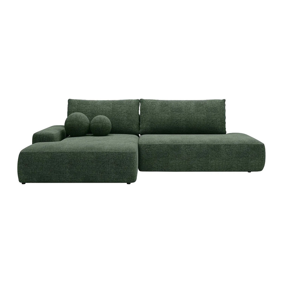 Vente-unique Schlafsofa Daviso in Piniengrün mit L-Form und Ausziehfunktion, Breite: 276 cm - Bild 2