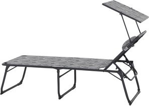 Siena Garden Campingliege mit Sonnendach aus recyceltem Polyester und Aluminiumgestell, grau - Bild 1