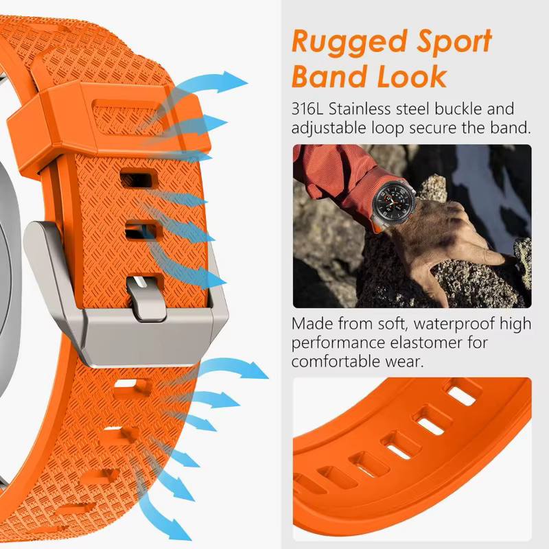 FancyWrist Uhrenarmband Silikon, orange, Samsung Galaxy Watch Ultra 47 mm, Unisex - Bild 4