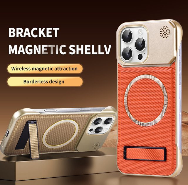 EUCAGR MagSafe Magnetische Drahtlose Lade PU Telefon Hülle mit Aromatherapie-Funktion und Standfunktion für iPhone 17 16 15 14 13 12 11 XS XR in Schwarz - Bild 1