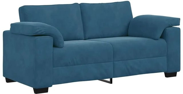 vidaXL Zweisitzer-Sofa in Blau mit Samtbezug und Armlehnen - Bild 1