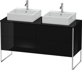 Duravit Waschtischunterschrank XSquare in Schwarz hochglänzend, stehend mit 4 Auszügen, B/T/H: 140 x 54,8 x 77,8 cm - Bild 1