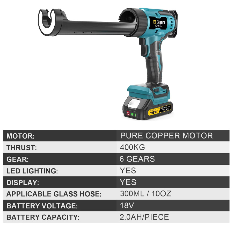 Gisam Elektrische Klebepistole für Makita 18 V Akku mit 6 Geschwindigkeiten zur Kartuschenverarbeitung - Bild 6