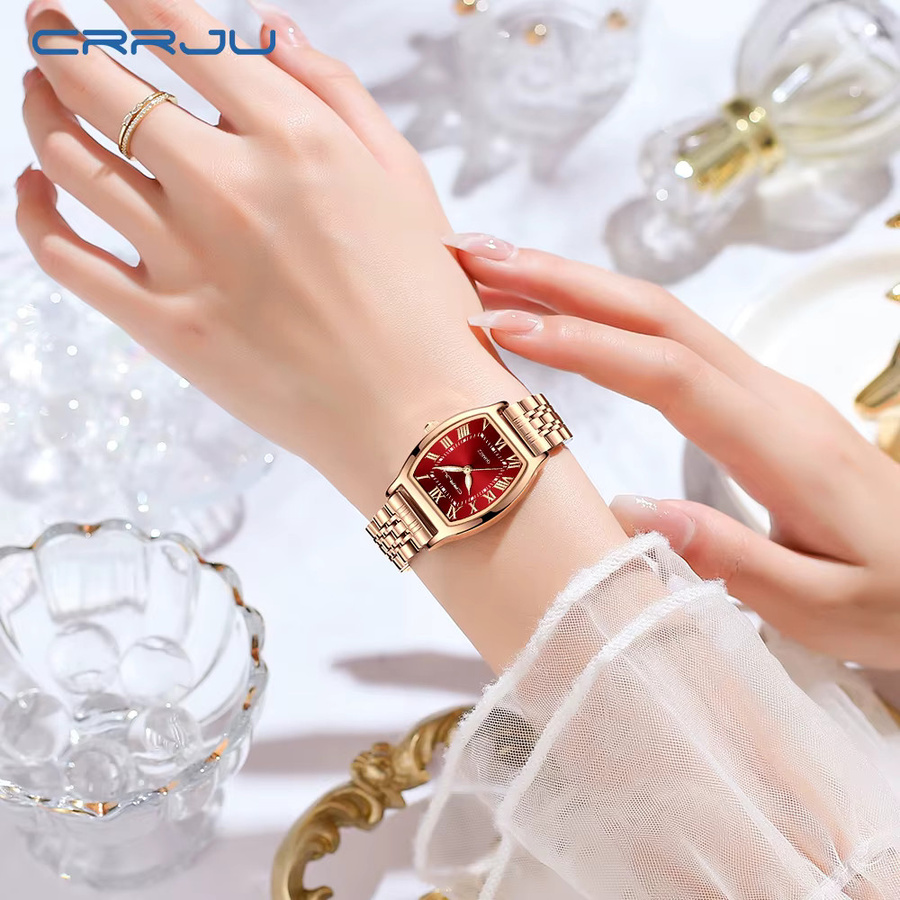 CRRJU Armbanduhr, Quarz, Edelstahl, Roségold, eckig, Damen - Bild 3