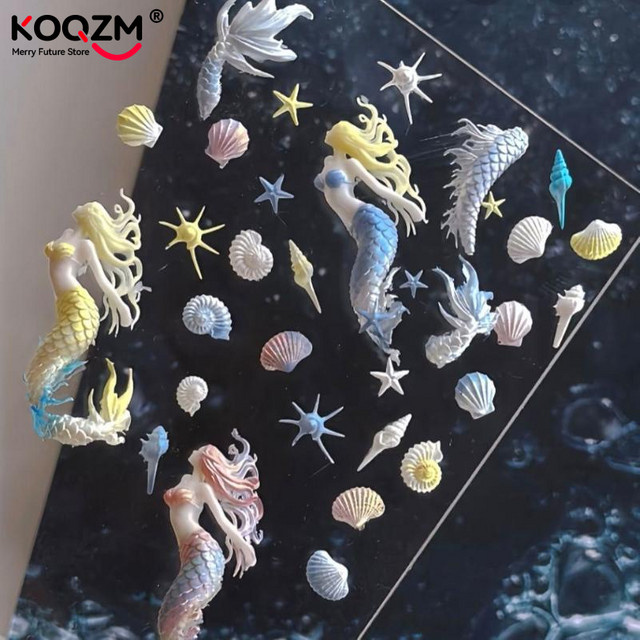 3D-Weichharz-Nagelschablonen mit Meerjungfrauen, Goldfisch, Koi und Cartoon-Motiven - Bild 1