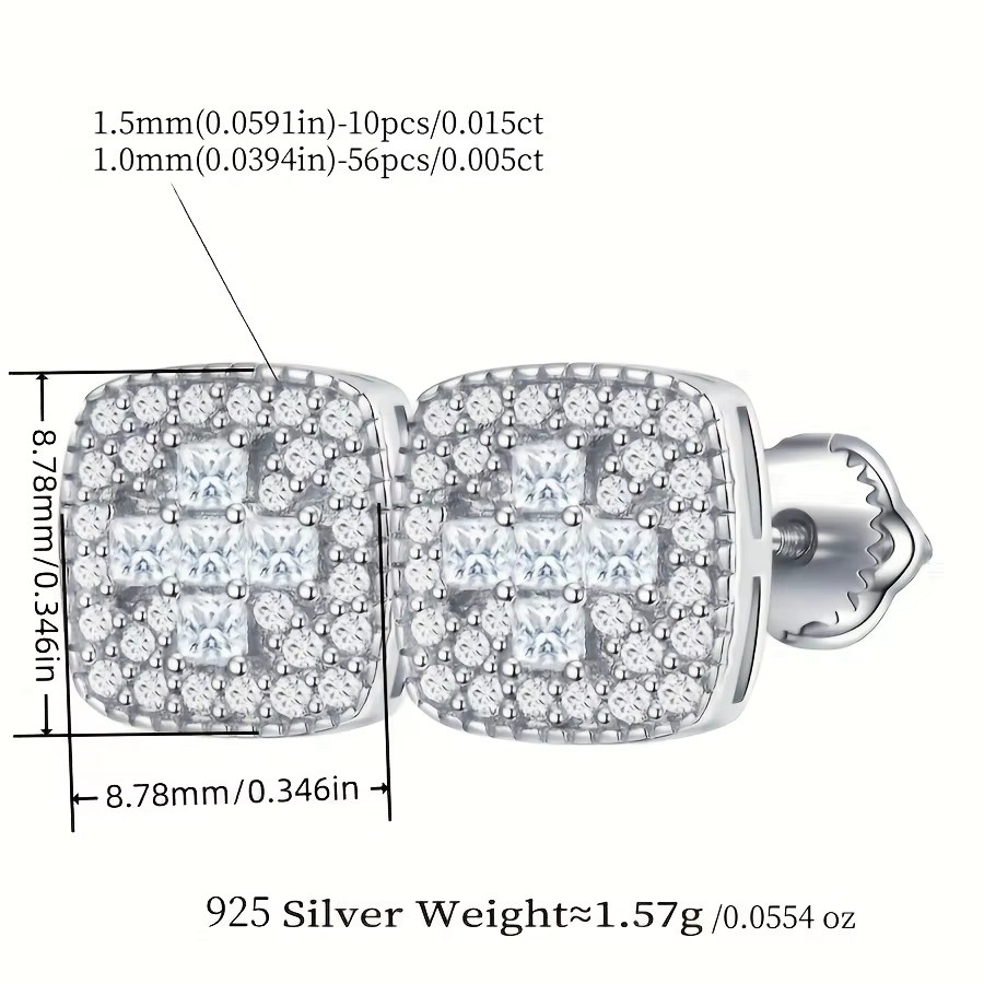 Umcho Ohrstecker 925 Silber, Moissanite, Zirkonia, Damen - Bild 3
