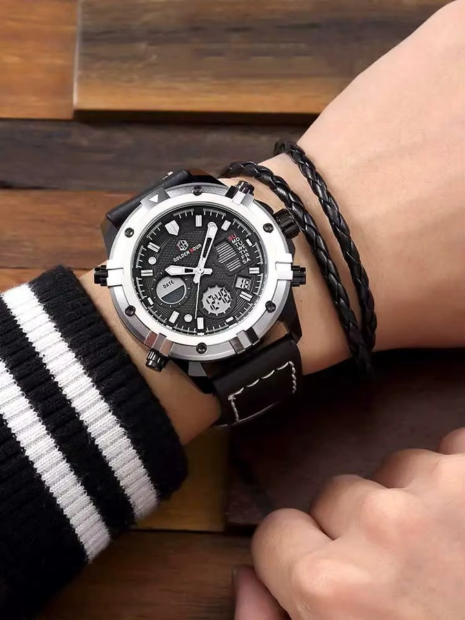 GOLDENHOUR Smartwatch, Analog-Digital, Schwarz, Silikon, Herren - Bild 4