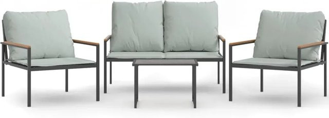 vidaXL 4-tlg Garten-Lounge-Set in Anthrazit mit Kissen aus Textilene und pulverbeschichtetem Stahl - Bild 1