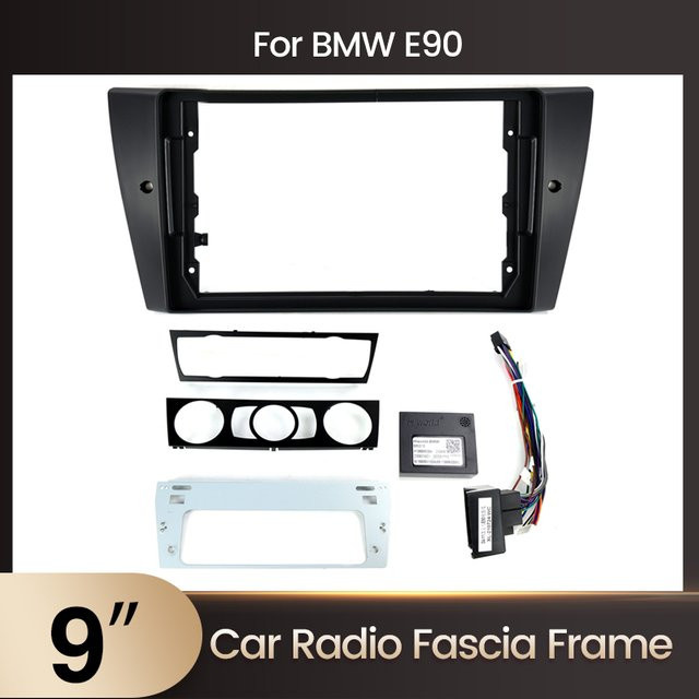 Mekede 2DIN Auto Radio Einbaurahmen für BMW E90, 9 Zoll Panel Trim Kit, Schwarz - Bild 1