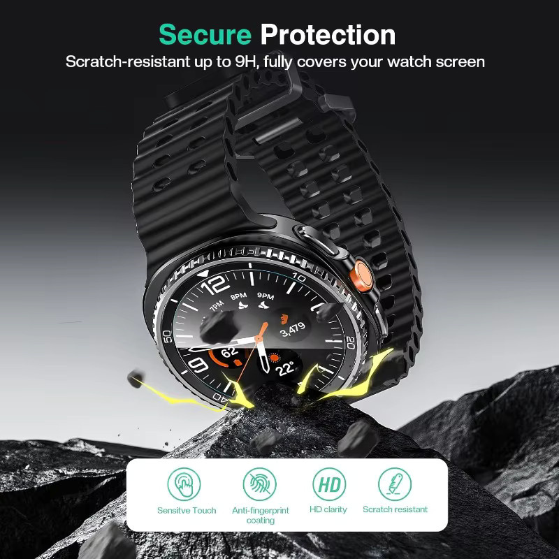 Mptionx 2er-Set Displayschutzfolie aus gehärtetem Glas für Samsung Galaxy Watch 8 Classic und Watch 8 (40mm und 44mm), transparent, inklusive Installations-Kit - Bild 3