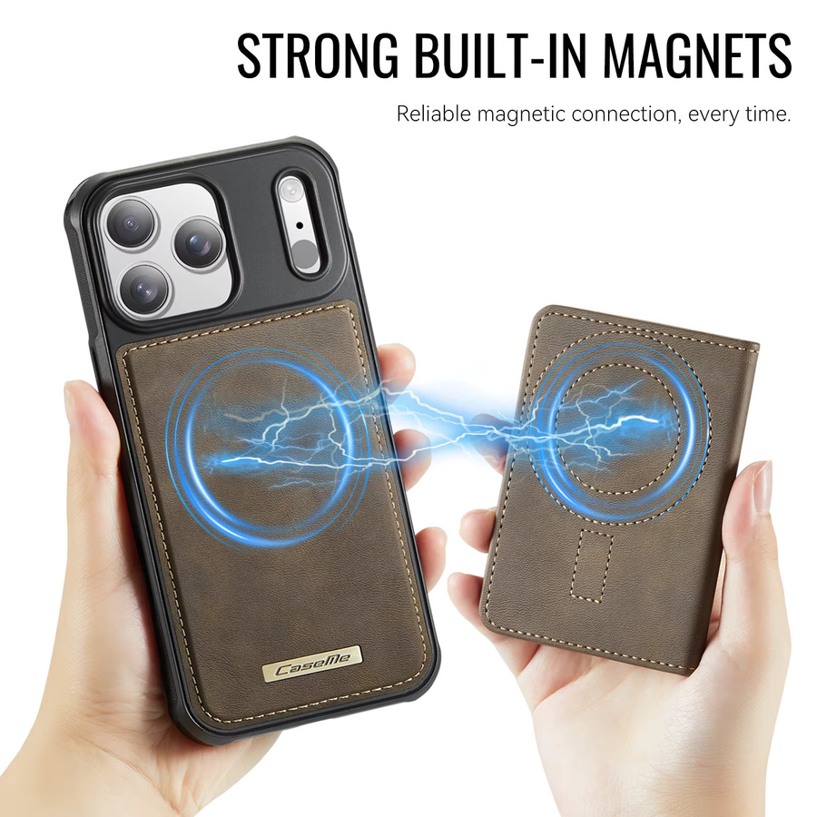 Aierkeba 2-in-1 Magnetische Leder-Brieftasche mit Kartenfächern und Handyhülle für iPhone, RFID-Schutz und Standfunktion, Farben: Lila und Braun - Bild 2