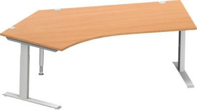 Schäfer Shop Genius Winkelschreibtisch MODENA FLEX 135 Grad mit C-Fuß-Rechteckrohr, Ansatz links, Farbe Buche/Weiß, Breite: 216,5 cm - Bild 1