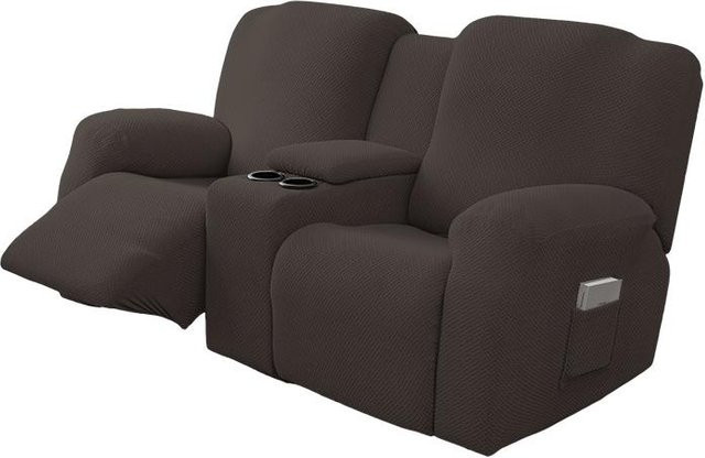 Bestbags 8-teiliges wasserdichtes Set Sofaüberzüge für 2-Sitzer Relaxsofas mit Mittelkonsole in Schwarz - Bild 1