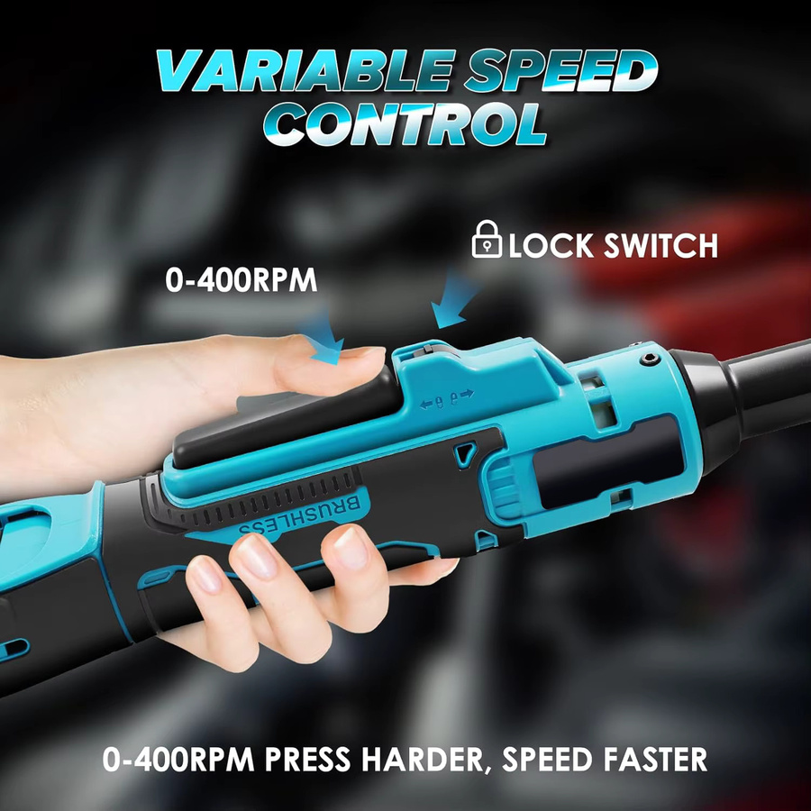 Makita 3/8 Zoll Bürstenloser Elektrischer Ratschenschlüssel-Satz mit 220Nm Drehmoment in Blau für 18V Akkus - Bild 6