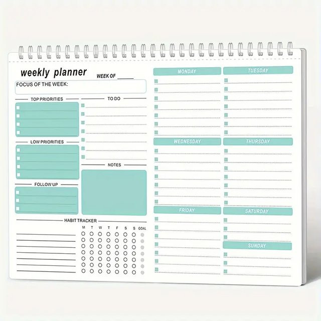 Wöchentlicher Zeitplaner mit To-Do-Liste und Wochenplaner Notebook in Weiß - Bild 1