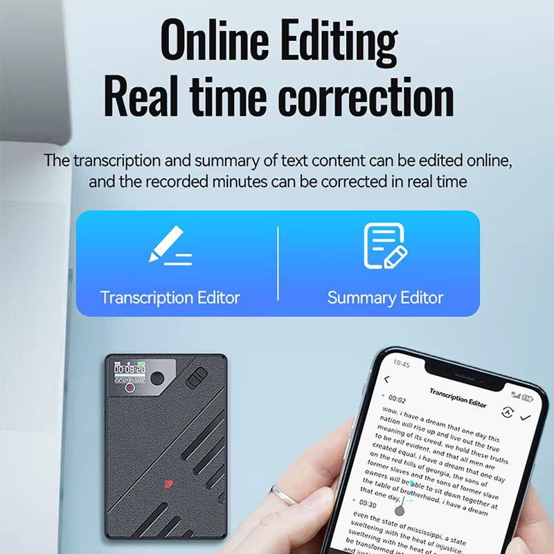 luxuglow AI Voice Recorder mit ChatGPT Smart Voice To Text Funktion für Telefonanrufe, Besprechungen und Interviews in Schwarz - Bild 3
